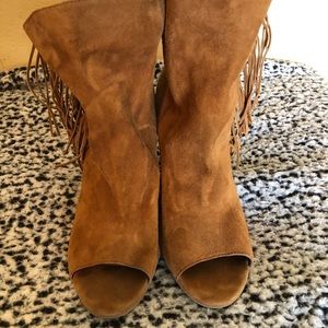 Brown fringe ankle boot